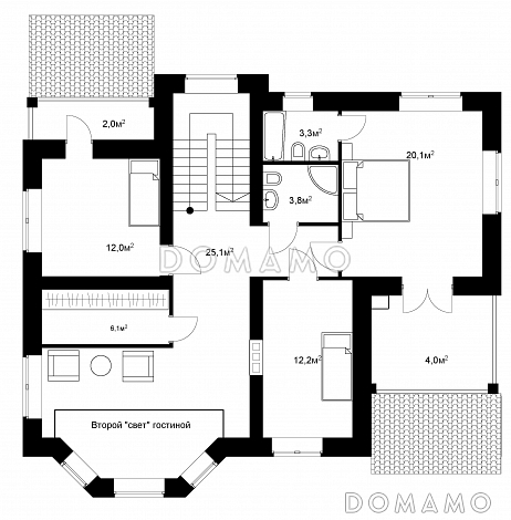 Проект газобетонного коттеджа со вторым светом и удобной хозяйской спальней / План 2 этажа