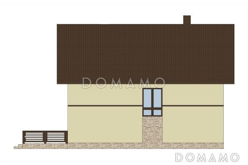 Проект дома из газобетона с двусветной гостиной, крытой террасой и островным камином / Фасад 4