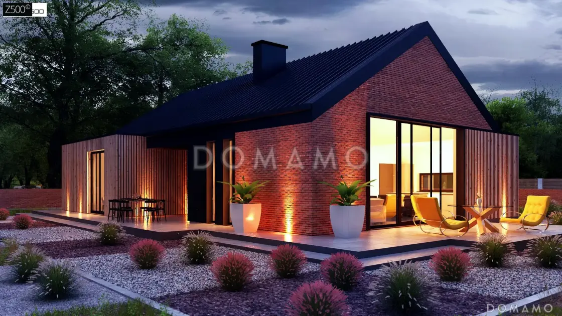 Проект кирпичного дома в стиле барнхаус с кабинетом, комнатой отдыха и увеличенной котельной / 1