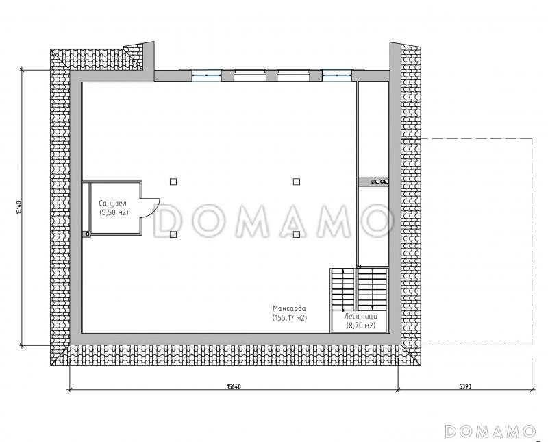 Проект большого современного дома из SIP панелей с цокольным этажом и навесом для двух автомобилей / План мансардного этажа