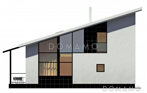 Проект дома с открытой террасой, камином в гостиной, санузлом с окном, вторым светом / Фасад 4