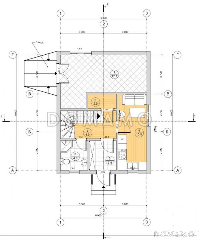 Проект каркасного дома для прислуги / План 1 этажа