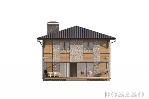 Проект дома для узкого участка с встроенным гаражом / Фасад 2