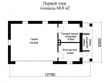 Проект гаража без подвала / План 1 этажа Проект гаража без подвала / План 1 этажа