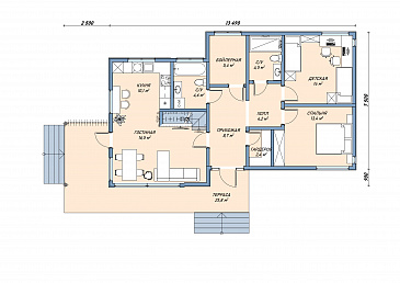 Каркасный дом "Варминг" / План 1 этажа