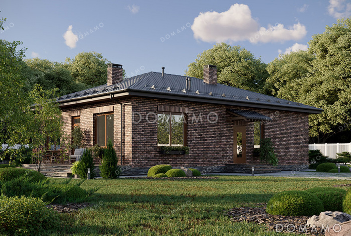 Проект одноэтажного дома с 3 спальнями и открытой террасой