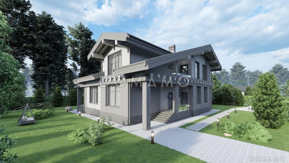 Проект дома с мансардой, вторым светом, балконом и крытой террасой / 3