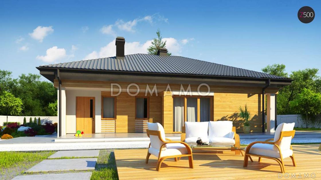 Проект одноэтажного дома из газобетона с дневной зоной в тыльной части дома и выходом на большую террасу и гаражом на один автомобиль / 5