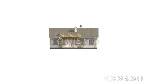 Проект простого компактного одноэтажного дома из кирпича с тремя спальнями / Фасад 4