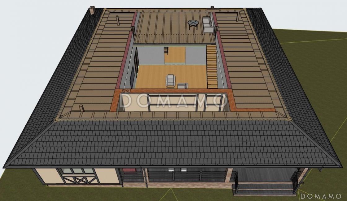 Проект одноэтажного дома с 3 спальнями, кабинетом и антресолью на чердаке / 7