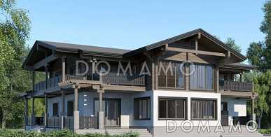 Проект двухэтажного дома из клееного бруса с зимним садом