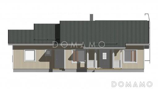 Проект каркасного дома с гостиной нестандартной формы / Фасад 4