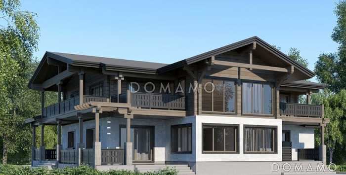 Проект двухэтажного дома из клееного бруса с зимним садом Проект двухэтажного дома из клееного бруса с зимним садом