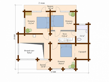 Проект дома из клееного бруса с гостевой комнатой на первом этаже / План мансардного этажа Проект дома из клееного бруса с гостевой комнатой на первом этаже / План мансардного этажа