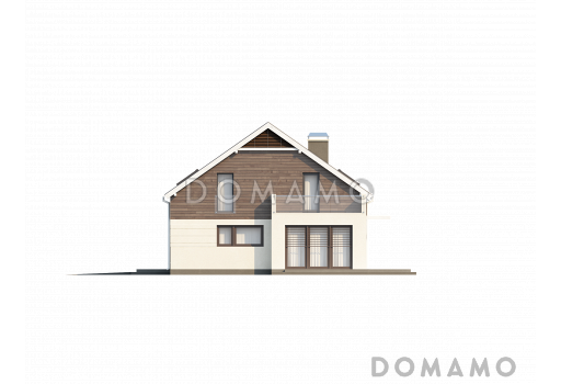 Проект современных мансардных домов-близнецов из газобетона с гаражом, тремя спальнями и балконом / Фасад 4