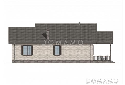 Проект одноэтажного дома из газобетона с крытой террасой в европейском стиле / Фасад 1