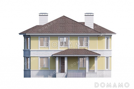 Проект двухэтажного дома с застекленной верандой / Фасад 1