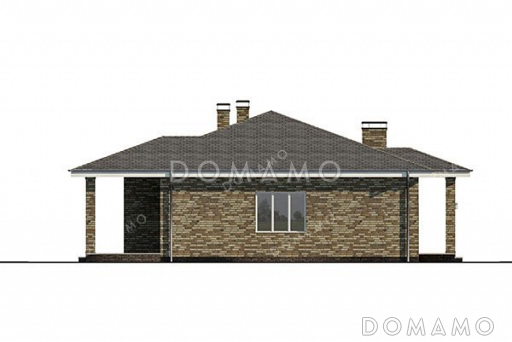 Проект одноэтажного дома с просторной террасой и гостиной / Фасад 1