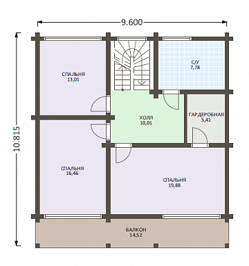 Проект деревянного дома из клееного бруса с многоуровневой крышей и навесом для авто / План 2 этажа Проект деревянного дома из клееного бруса с многоуровневой крышей и навесом для авто / План 2 этажа