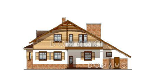 Проект дома из пеноблоков с мансардой, гаражом для одной машины / Фасад 3