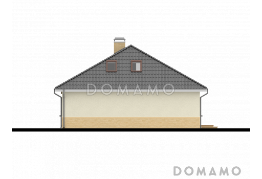 Проект большого одноэтажного мансардного дома из кирпича с тремя спальнями на каждом этаже / Фасад 3
