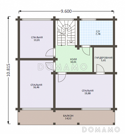 Проект деревянного дома из клееного бруса с многоуровневой крышей и навесом для авто / План 2 этажа Проект деревянного дома из клееного бруса с многоуровневой крышей и навесом для авто / План 2 этажа