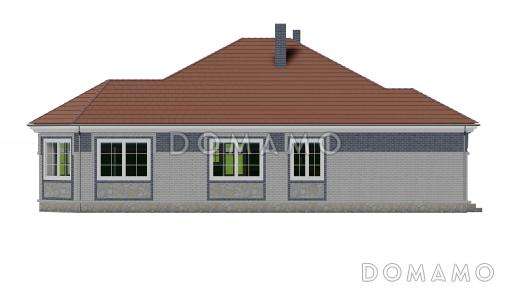 Проект одноэтажного дома с двумя эркерами и подвалом / Фасад 1