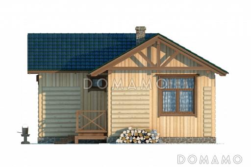 Проект каркасной бани с гостевой комнатой и обшивкой блок-хаусом / Фасад 4