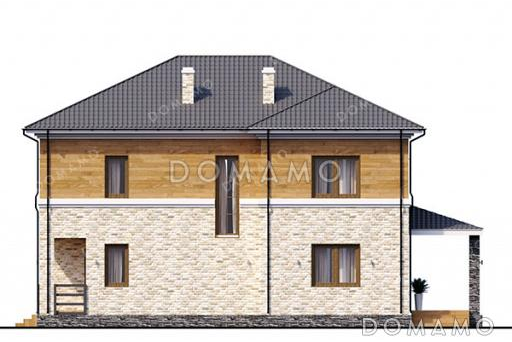 Проект двухэтажного дома с 3 спальнями, кабинетом и гостевой внизу / Фасад 2