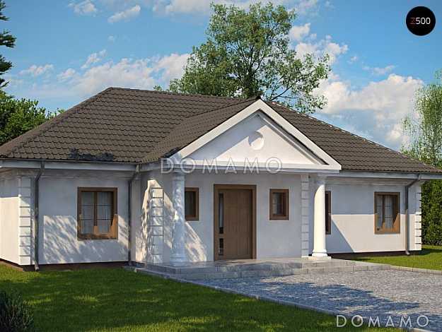 Проект одноэтажного дома из кирпича c эркером в столовой зоне и со свободной планировкой на мансардном этаже