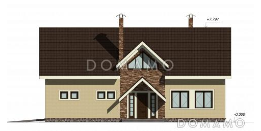 Проект дома с гаражом на два автомобиля / Фасад 2