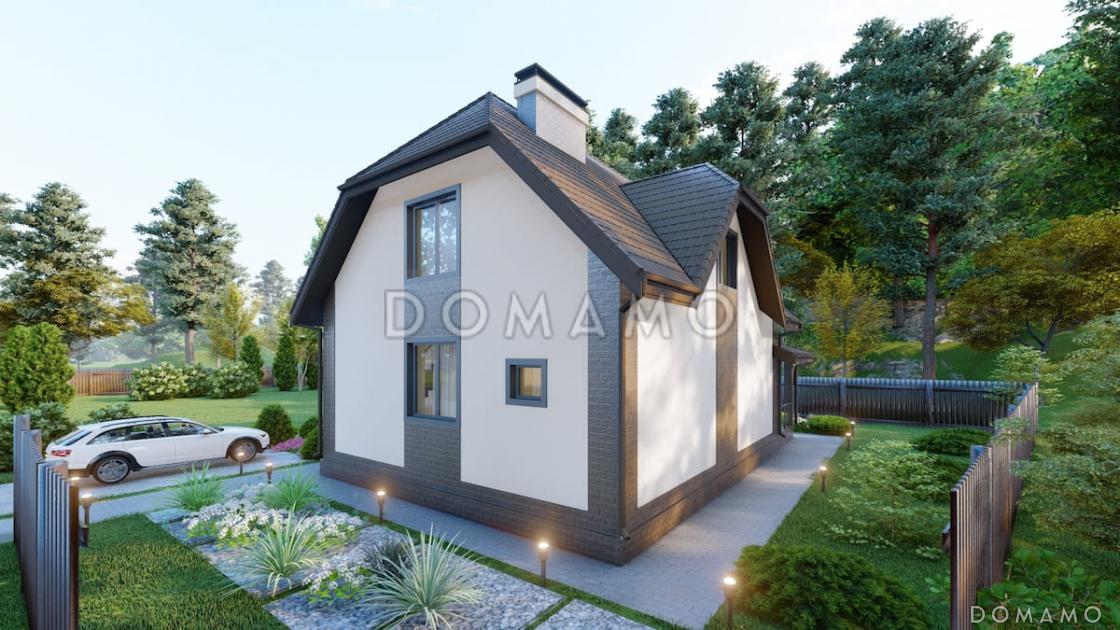 Проект мансардного дома с встроенной сауной, крытой террасой и кабинетом / 2