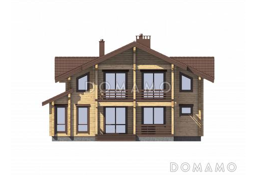 Проект двухэтажного дома с кухней-столовой, сауной и большими спальнями / Фасад 3