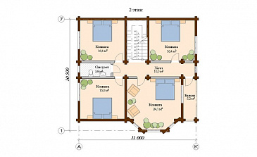 Проект дома из клееного бруса с тренажерным залом на первом этаже / План мансардного этажа Проект дома из клееного бруса с тренажерным залом на первом этаже / План мансардного этажа