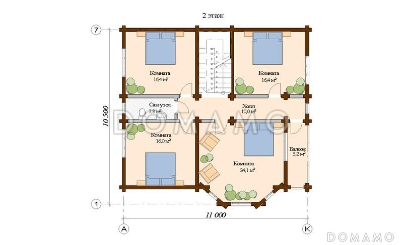 Проект дома из клееного бруса с тренажерным залом на первом этаже / План мансардного этажа
