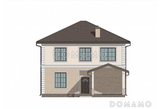 Проект двухэтажного дома с 3 спальнями, гостевой, большой ванной и террасой / Фасад 4