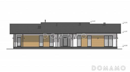 Проект большого одноэтажного дома с шестью спальнями, большой гостиной и террасой S-237 / Фасад 1