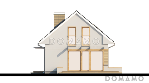 Проект компактного одноэтажного мансардного дома из газобетона с дополнительной спальней на первом этаже и тремя спальнями на мансарде / Фасад 2
