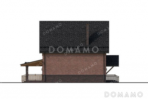 Проект одноэтажного дома с мансардой, гаражом на два автомобиля и большой террасой / Фасад 4