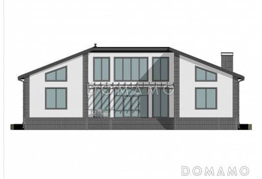 Проект П-образного дома с мансардой, мастер-спальней, кабинетом и вторым светом / Фасад 3