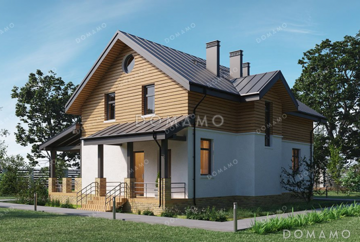 Проект одноэтажного дома с мансардой и террасой