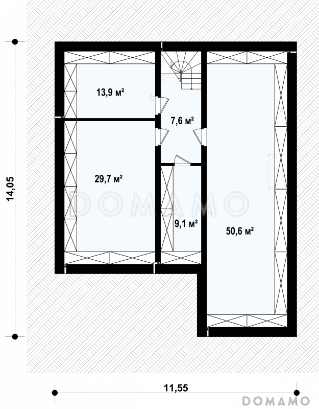 Проект двухэтажного кирпичного дома с 4 спальнями, подвалом и гаражом на 2 автомобиля / План цокольного этажа