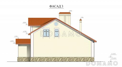Проект дома с мансардным и цокольным этажами / Фасад 3
