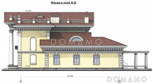 Проект парадного коттеджа с портиком / Фасад 3