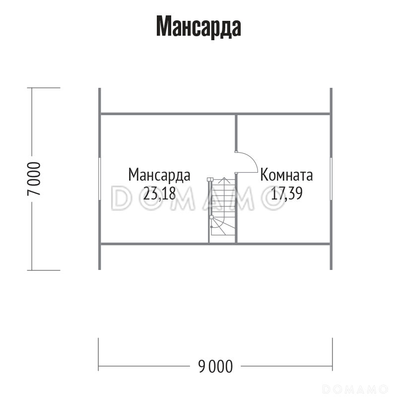 Проект малогабаритного каркасного дома с мансардой / План мансардного этажа