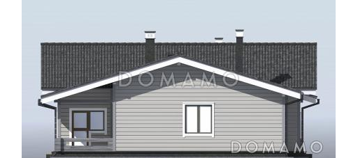 Проект каркасного дома с панорамным остеклением с тремя спальнями / Фасад 3