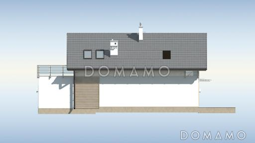 Проект одноэтажного мансардного дома из кирпича с тремя спальнями и террасой над гаражом / Фасад 4