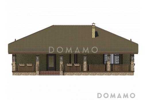 Проект одноэтажного дома с большой террасой / Фасад 1