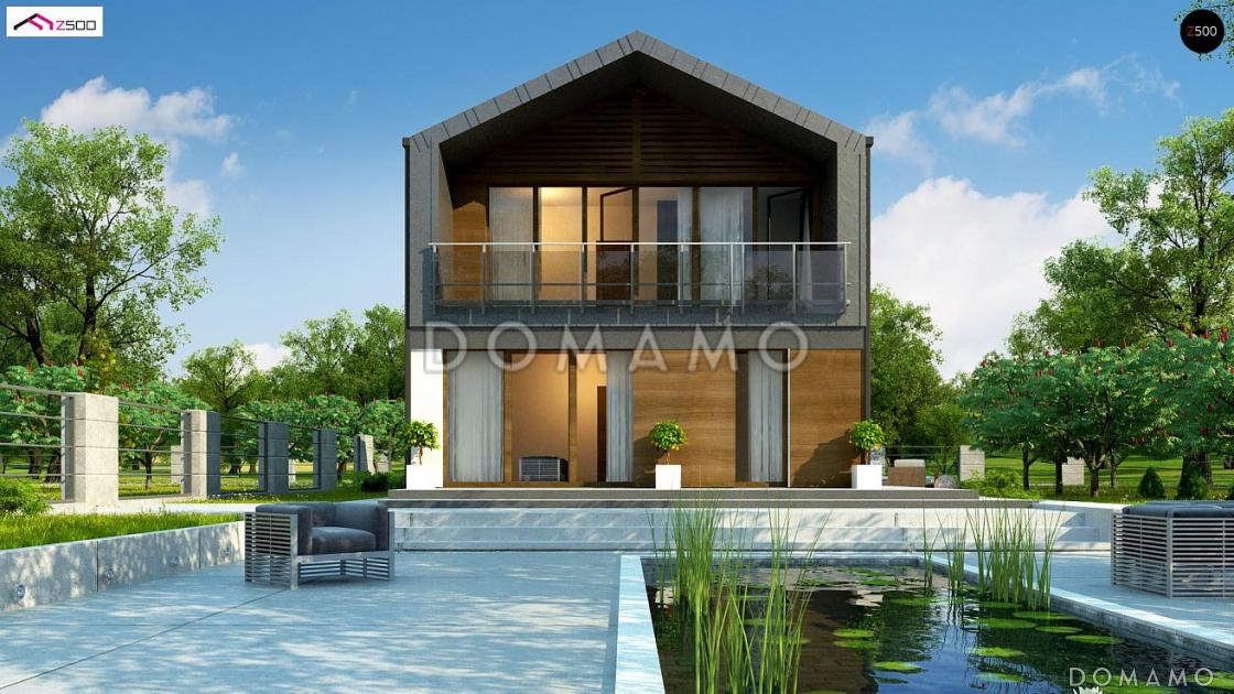 Проект компактного двухэтажного дома в стиле барнхаус с тремя спальнями, кабинетом и большой лоджией / 3