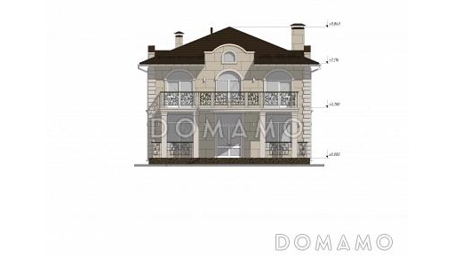 Проект красивого двухэтажного дома с большими балконами S-240 / Фасад 2
